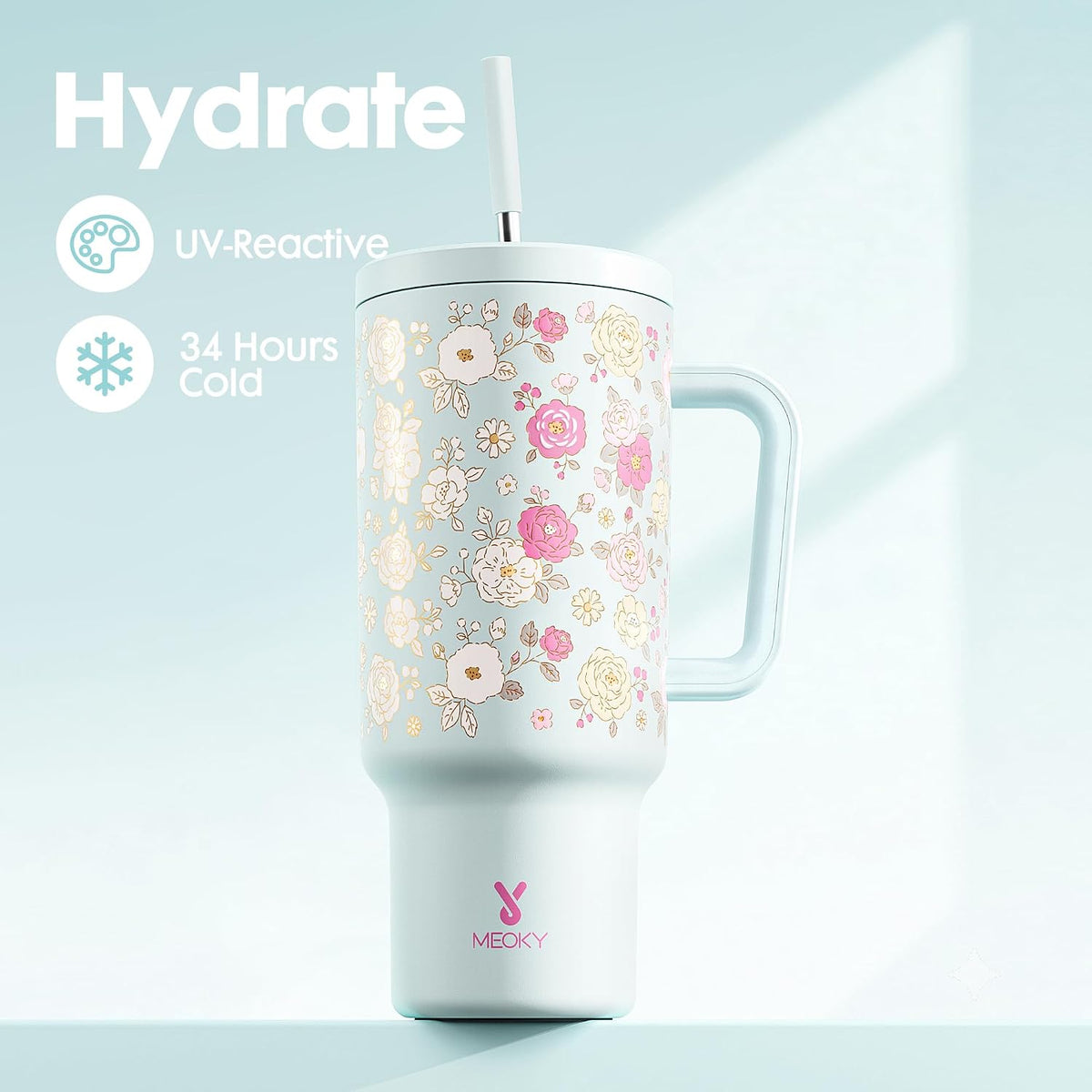 40 oz Tumbler with Handle and Straw: Stainless Steel Insulated Tumbler with Lid and Straw - 100% Leak Proof Tumbler for Car Cup Holders - Travelers Commuters Workers, Donut - Colors A