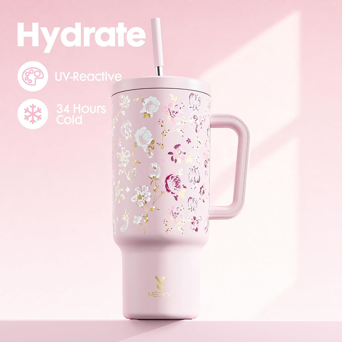 40 oz Tumbler with Handle and Straw: Stainless Steel Insulated Tumbler with Lid and Straw - 100% Leak Proof Tumbler for Car Cup Holders - Travelers Commuters Workers, Donut - Colors A