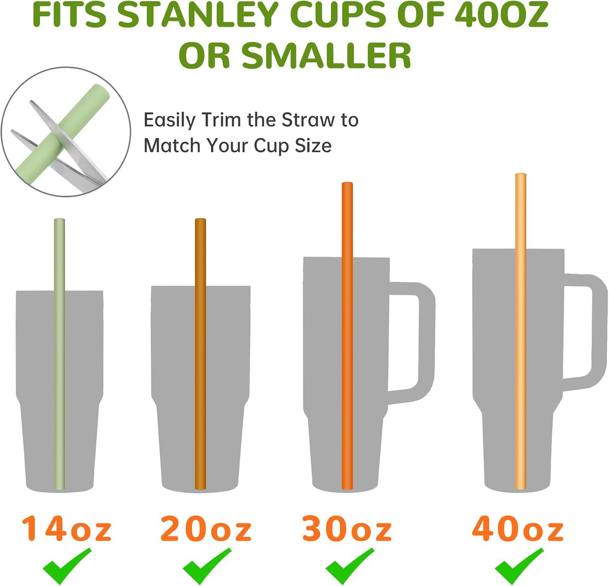 Silicone Drinking Straws Fit for Stanley 40oz 30oz Tumbler