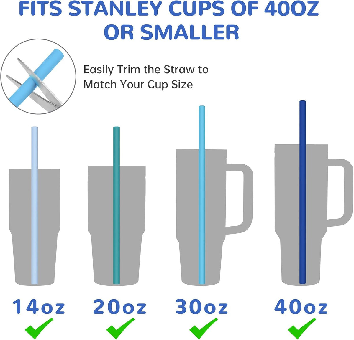 Silicone Drinking Straws Fit for Stanley 40oz 30oz Tumbler