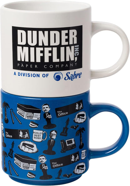 The Office Icons and Logo 2pk Ceramic Mug Stack, 13 Ounces