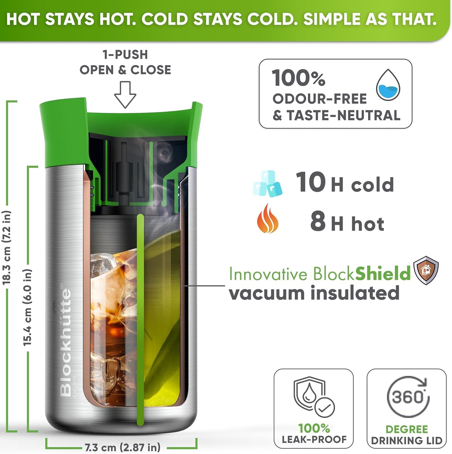 Blockhütte Stainless Steel Coffee Mugs 12oz, hot Coffee Travel Mug, Vaso para Cafe Caliente Termico, Insulated Travel Mugs 8h Hot, Spill Proof, Insulated Tumblers Leak Proof