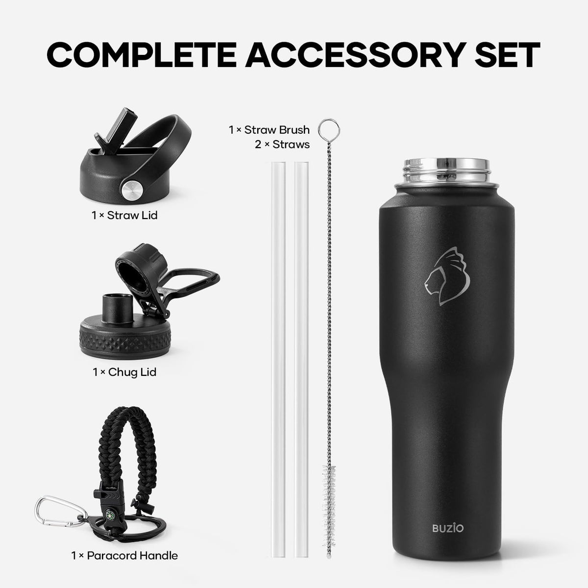 40 oz Insulated Water Bottle Fits in Car Cup Holders, Stainless Steel