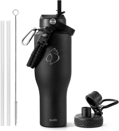 40 oz Insulated Water Bottle Fits in Car Cup Holders, Stainless Steel