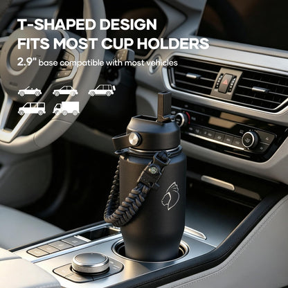 40 oz Insulated Water Bottle Fits in Car Cup Holders, Stainless Steel