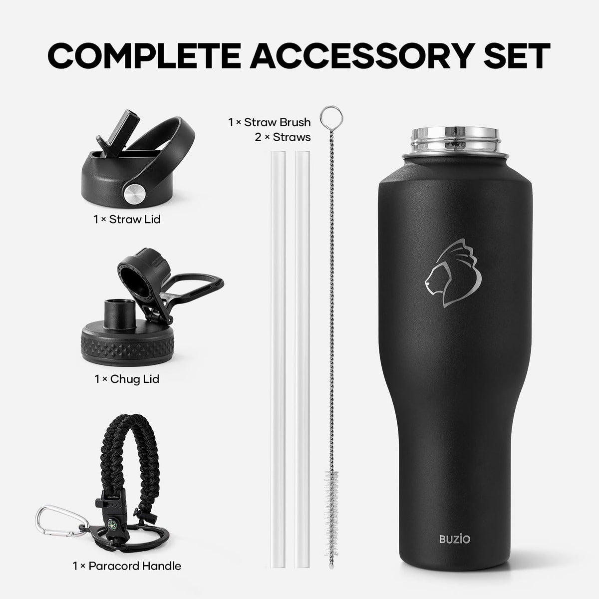 40 oz Insulated Water Bottle Fits in Car Cup Holders, Stainless Steel