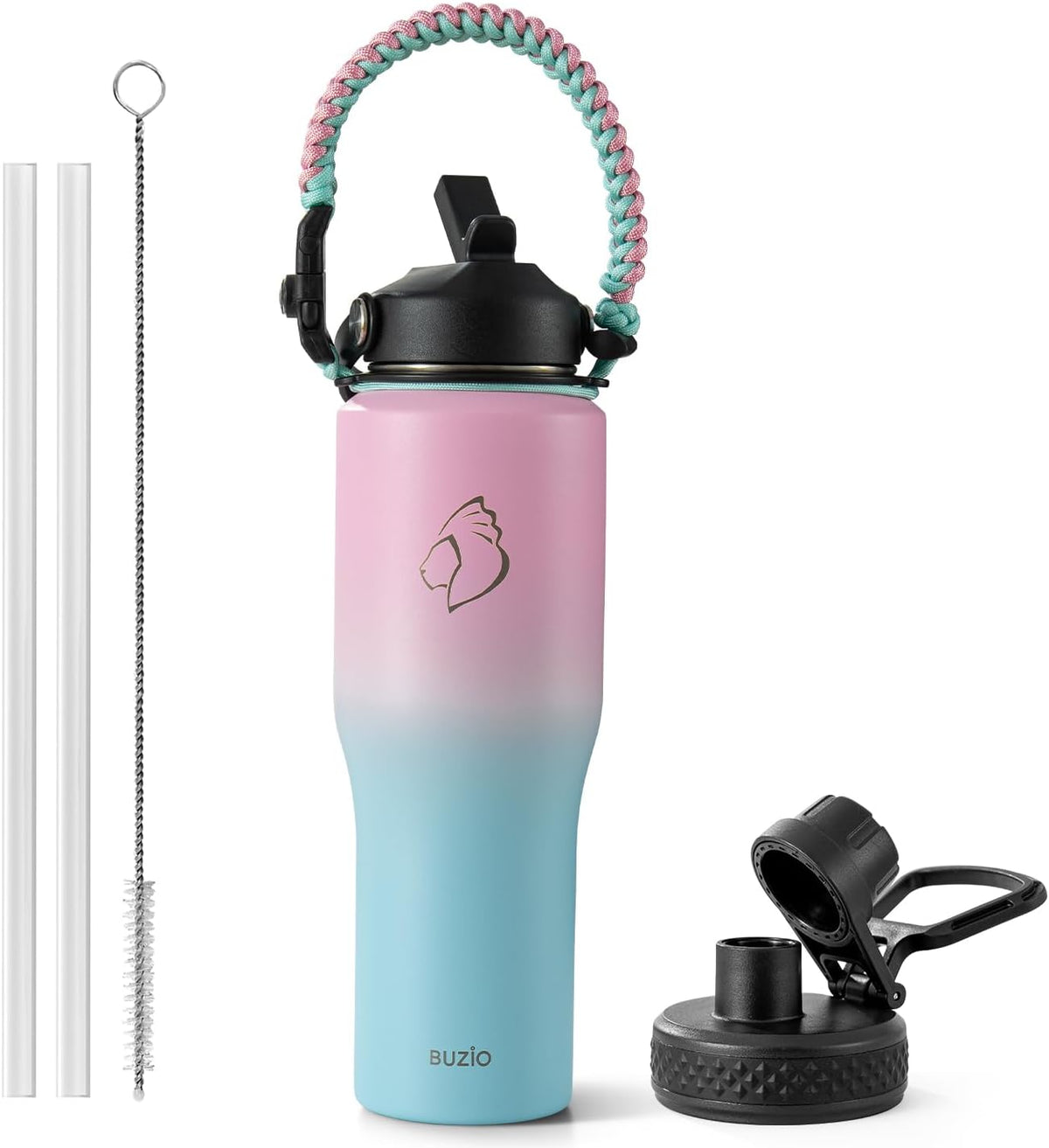40 oz Insulated Water Bottle Fits in Car Cup Holders, Stainless Steel