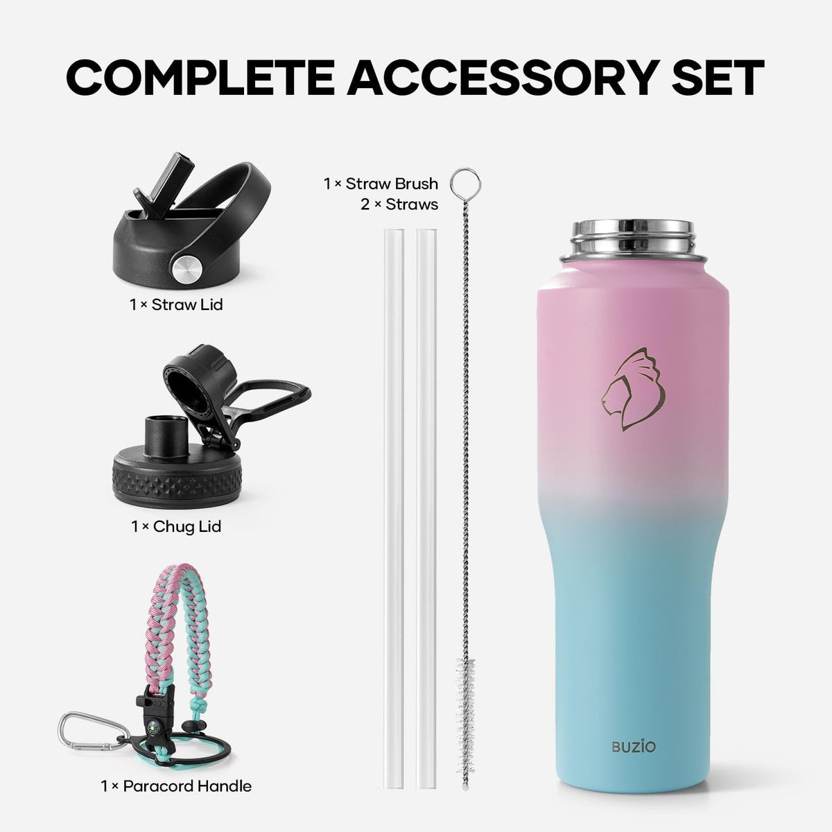 40 oz Insulated Water Bottle Fits in Car Cup Holders, Stainless Steel