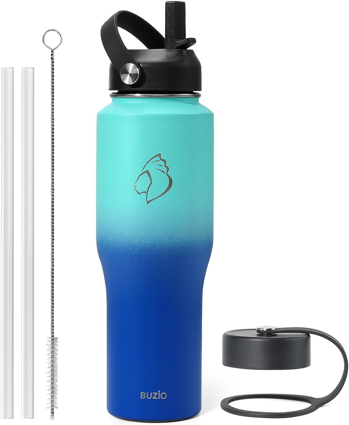 40 oz Insulated Water Bottle Fits in Car Cup Holders, Stainless Steel
