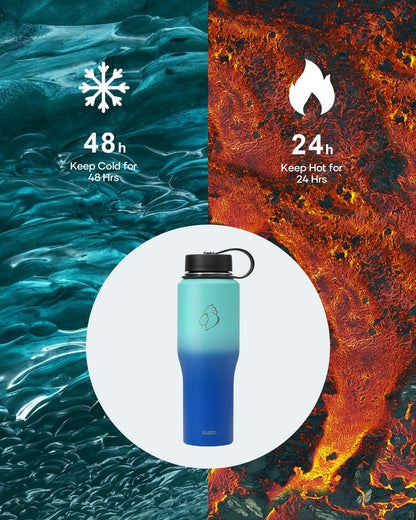 40 oz Insulated Water Bottle Fits in Car Cup Holders, Stainless Steel