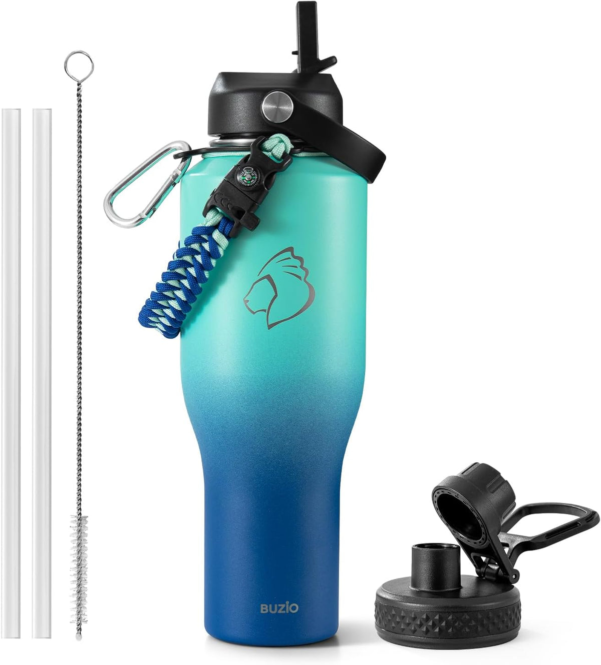 40 oz Insulated Water Bottle Fits in Car Cup Holders, Stainless Steel