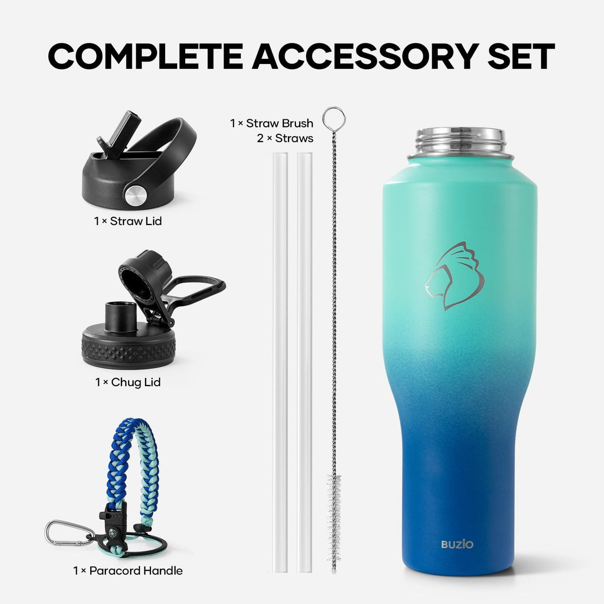 40 oz Insulated Water Bottle Fits in Car Cup Holders, Stainless Steel