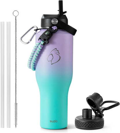 40 oz Insulated Water Bottle Fits in Car Cup Holders, Stainless Steel