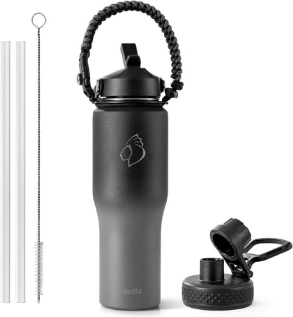 40 oz Insulated Water Bottle Fits in Car Cup Holders, Stainless Steel