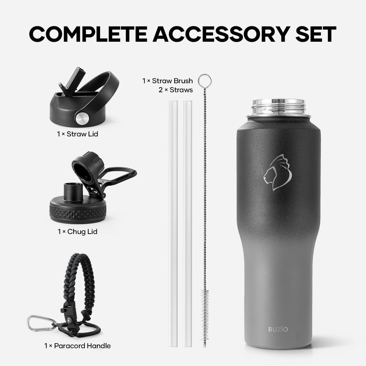 40 oz Insulated Water Bottle Fits in Car Cup Holders, Stainless Steel