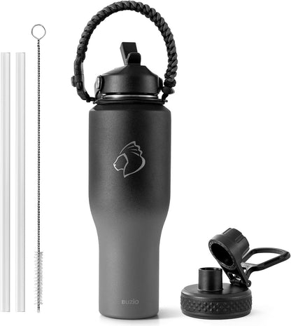 40 oz Insulated Water Bottle Fits in Car Cup Holders, Stainless Steel