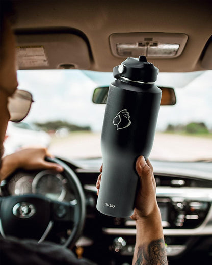 40 oz Insulated Water Bottle Fits in Car Cup Holders, Stainless Steel