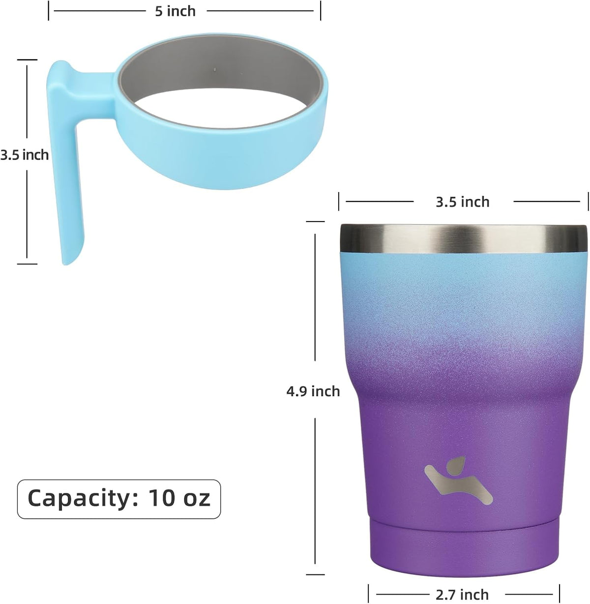 20 oz Tumbler with Handle and Straw, Insulated Travel Mug | Lemon; BPA-free, leak-proof tumbler with 2 lids, 2 straws, cup holder fit for coffee, office, travel & daily use