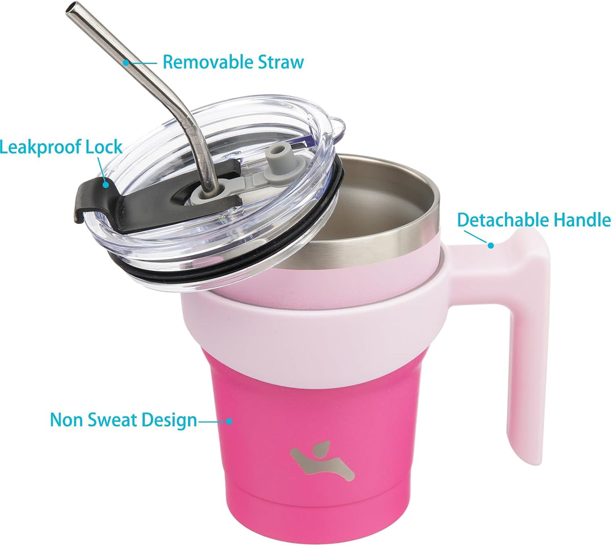 20 oz Tumbler with Handle and Straw, Insulated Travel Mug | Lemon; BPA-free, leak-proof tumbler with 2 lids, 2 straws, cup holder fit for coffee, office, travel & daily use