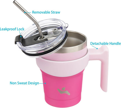 20 oz Tumbler with Handle and Straw, Insulated Travel Mug | Lemon; BPA-free, leak-proof tumbler with 2 lids, 2 straws, cup holder fit for coffee, office, travel & daily use