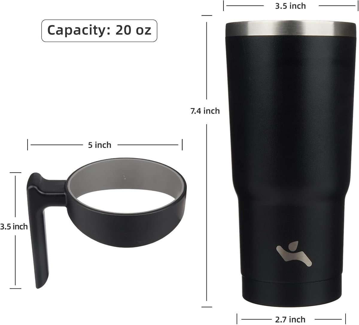 20 oz Tumbler with Handle and Straw, Insulated Travel Mug | Lemon; BPA-free, leak-proof tumbler with 2 lids, 2 straws, cup holder fit for coffee, office, travel & daily use