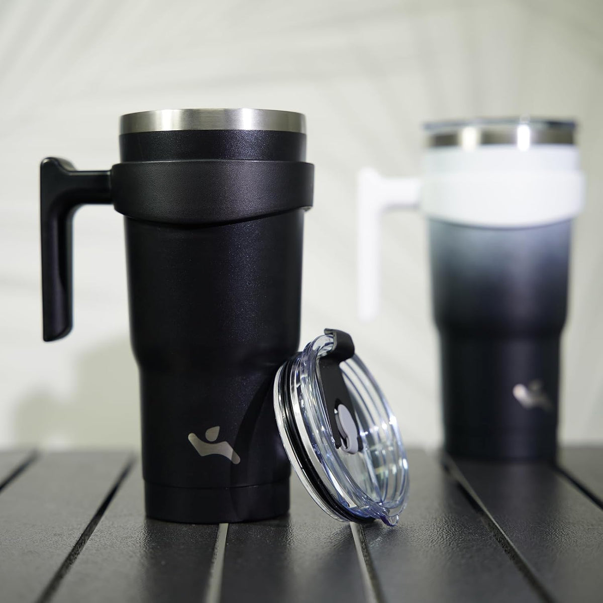 20 oz Tumbler with Handle and Straw, Insulated Travel Mug | Lemon; BPA-free, leak-proof tumbler with 2 lids, 2 straws, cup holder fit for coffee, office, travel & daily use