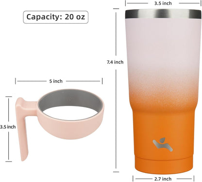 20 oz Tumbler with Handle and Straw, Insulated Travel Mug | Lemon; BPA-free, leak-proof tumbler with 2 lids, 2 straws, cup holder fit for coffee, office, travel & daily use
