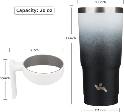 20 oz Tumbler with Handle and Straw, Insulated Travel Mug | Lemon; BPA-free, leak-proof tumbler with 2 lids, 2 straws, cup holder fit for coffee, office, travel & daily use