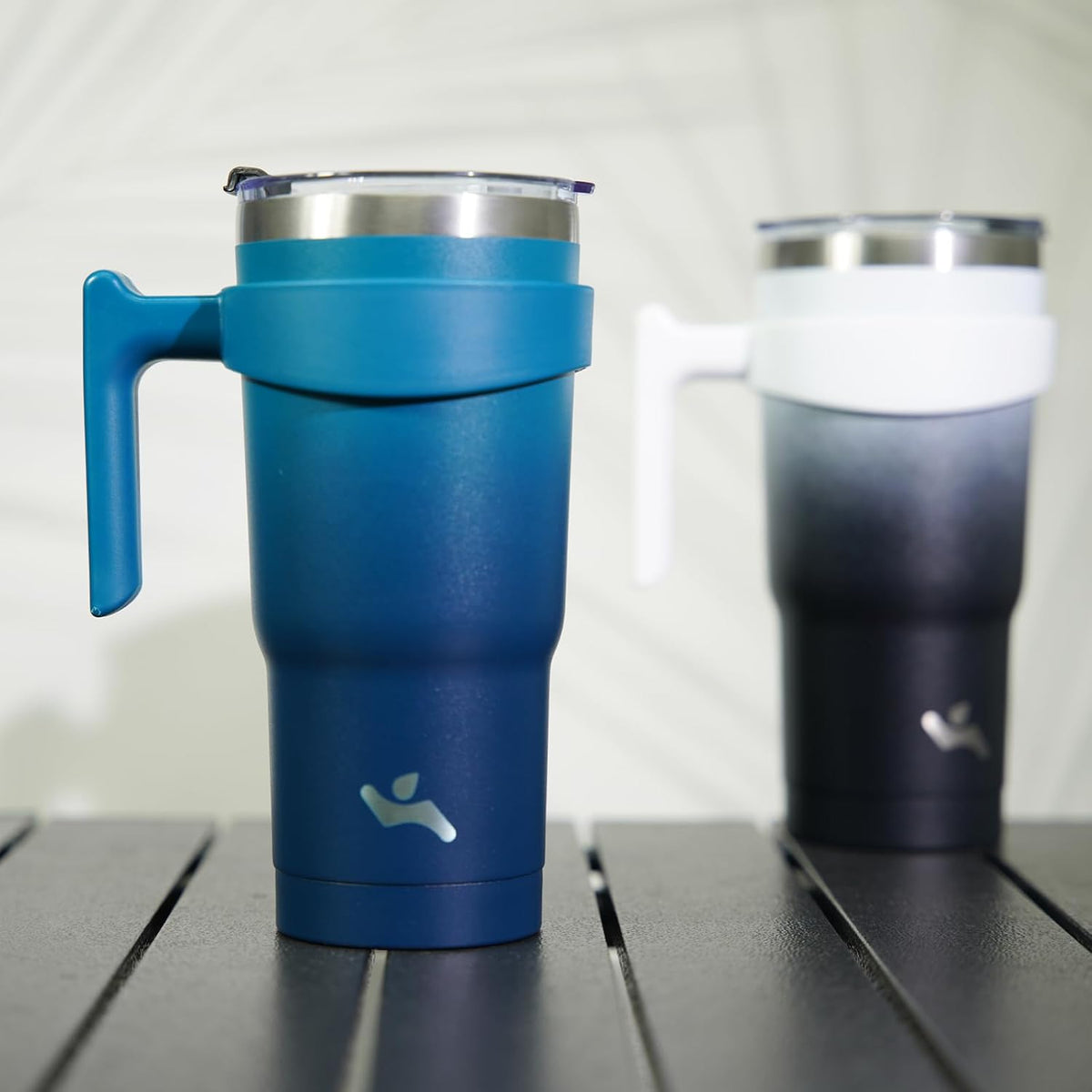 20 oz Tumbler with Handle and Straw, Insulated Travel Mug | Lemon; BPA-free, leak-proof tumbler with 2 lids, 2 straws, cup holder fit for coffee, office, travel & daily use