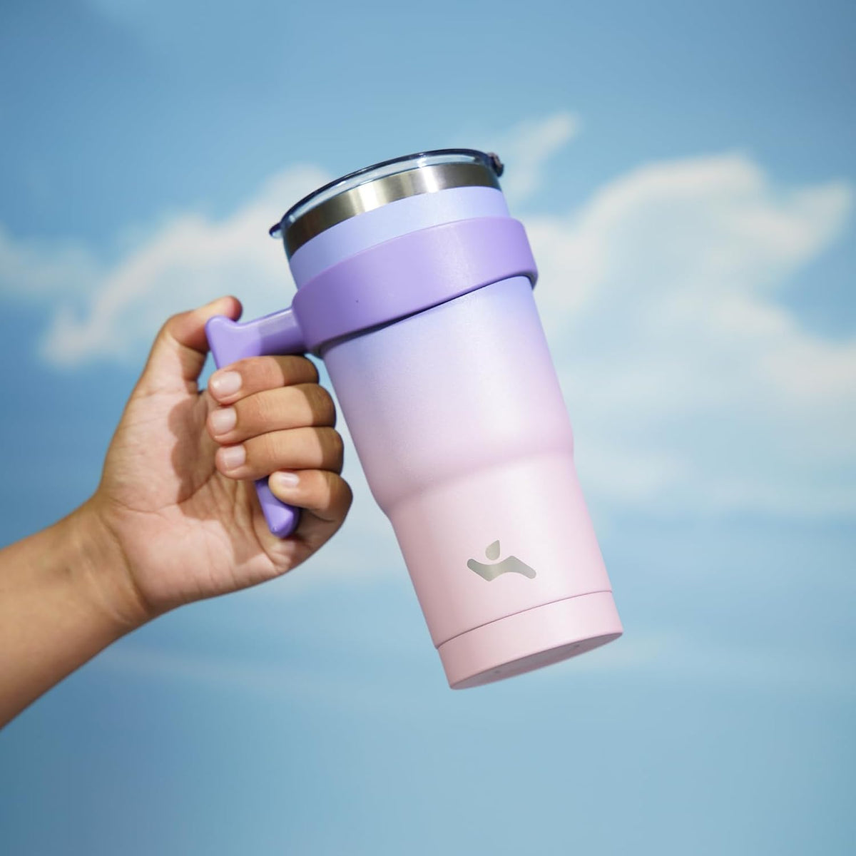 20 oz Tumbler with Handle and Straw, Insulated Travel Mug | Lemon; BPA-free, leak-proof tumbler with 2 lids, 2 straws, cup holder fit for coffee, office, travel & daily use