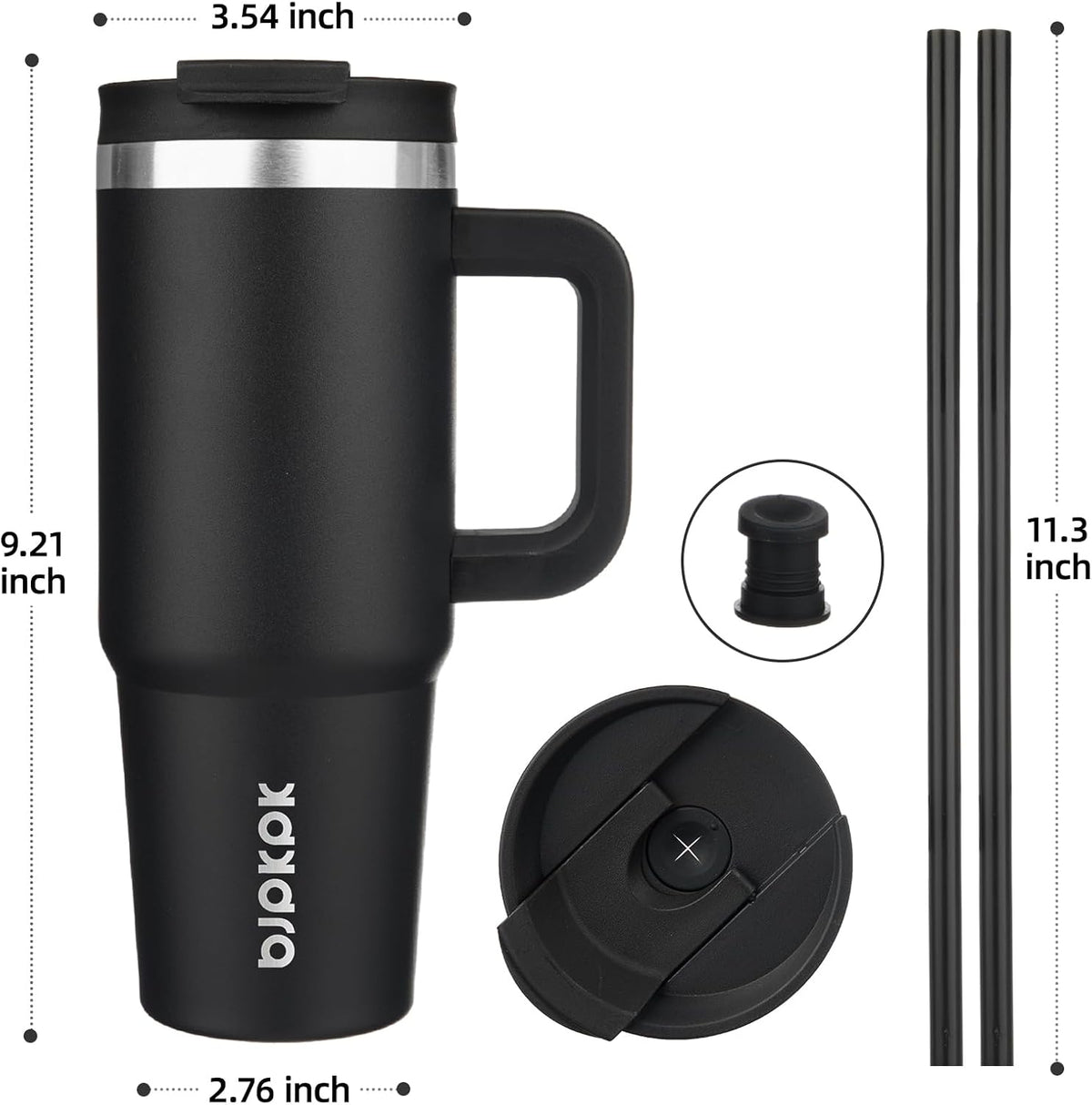 30 oz Insulated Tumbler with Handle & Straw, Stainless Steel | Double Wall Vacuum Insulation, Leak Proof, BPA Free, Dishwasher Safe, Cupholder Friendly, Travel & Outdoor, Mint