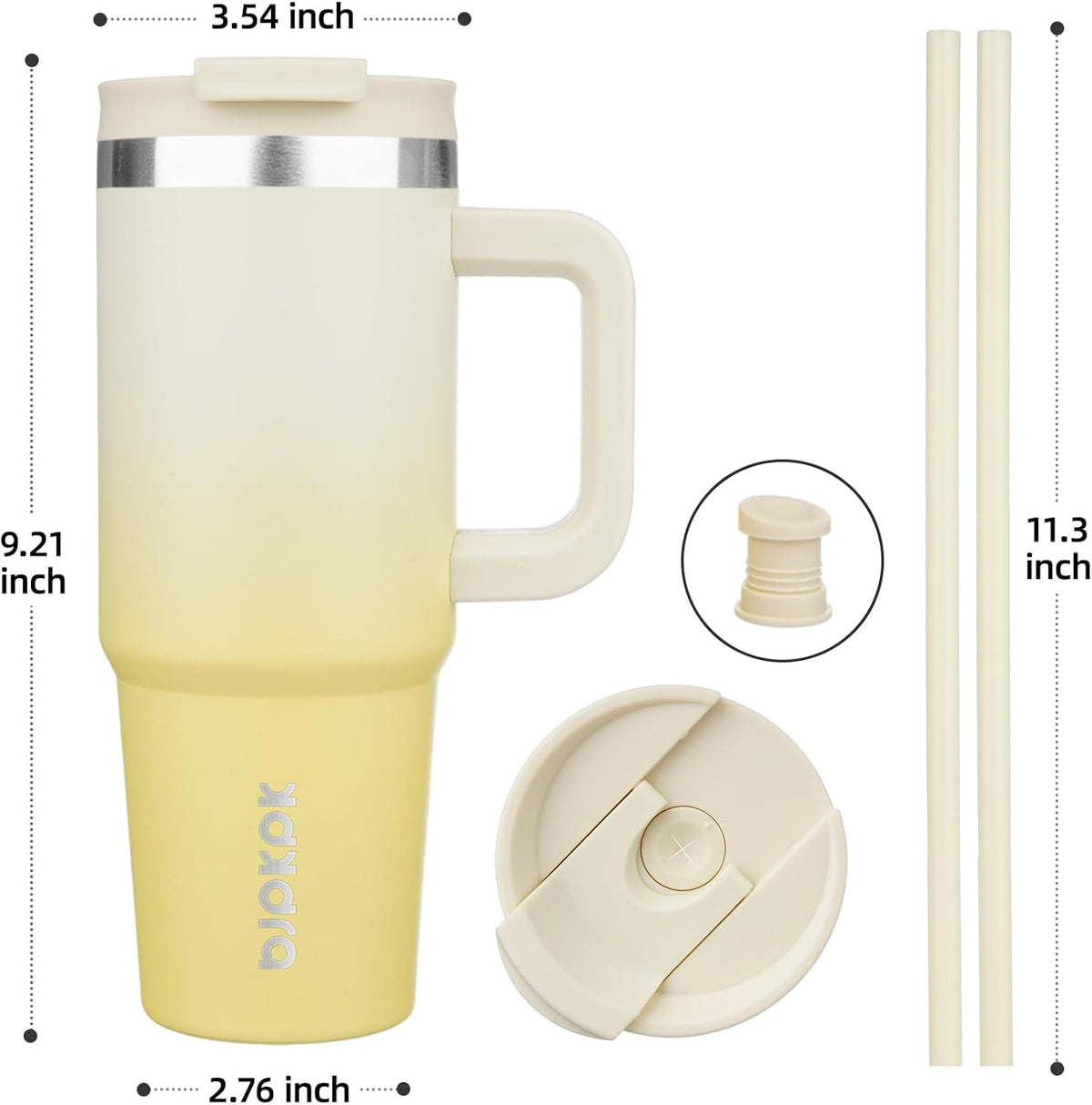 30 oz Insulated Tumbler with Handle & Straw, Stainless Steel | Double Wall Vacuum Insulation, Leak Proof, BPA Free, Dishwasher Safe, Cupholder Friendly, Travel & Outdoor, Mint
