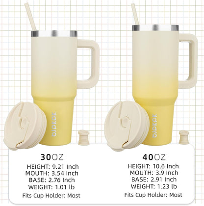 30 oz Insulated Tumbler with Handle & Straw, Stainless Steel | Double Wall Vacuum Insulation, Leak Proof, BPA Free, Dishwasher Safe, Cupholder Friendly, Travel & Outdoor, Mint