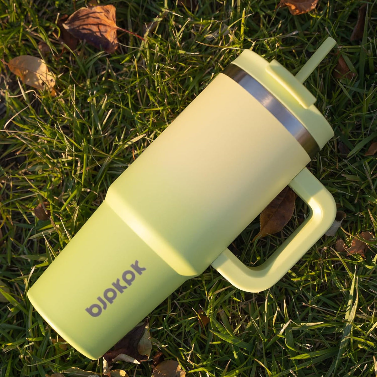 30 oz Insulated Tumbler with Handle & Straw, Stainless Steel | Double Wall Vacuum Insulation, Leak Proof, BPA Free, Dishwasher Safe, Cupholder Friendly, Travel & Outdoor, Mint