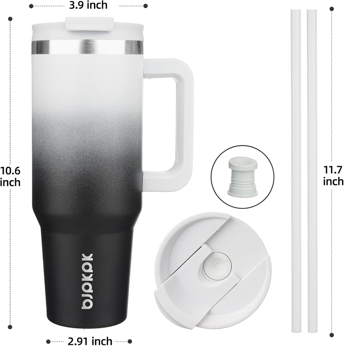 30 oz Insulated Tumbler with Handle & Straw, Stainless Steel | Double Wall Vacuum Insulation, Leak Proof, BPA Free, Dishwasher Safe, Cupholder Friendly, Travel & Outdoor, Mint
