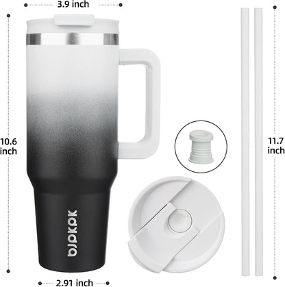 30 oz Insulated Tumbler with Handle & Straw, Stainless Steel | Double Wall Vacuum Insulation, Leak Proof, BPA Free, Dishwasher Safe, Cupholder Friendly, Travel & Outdoor, Mint