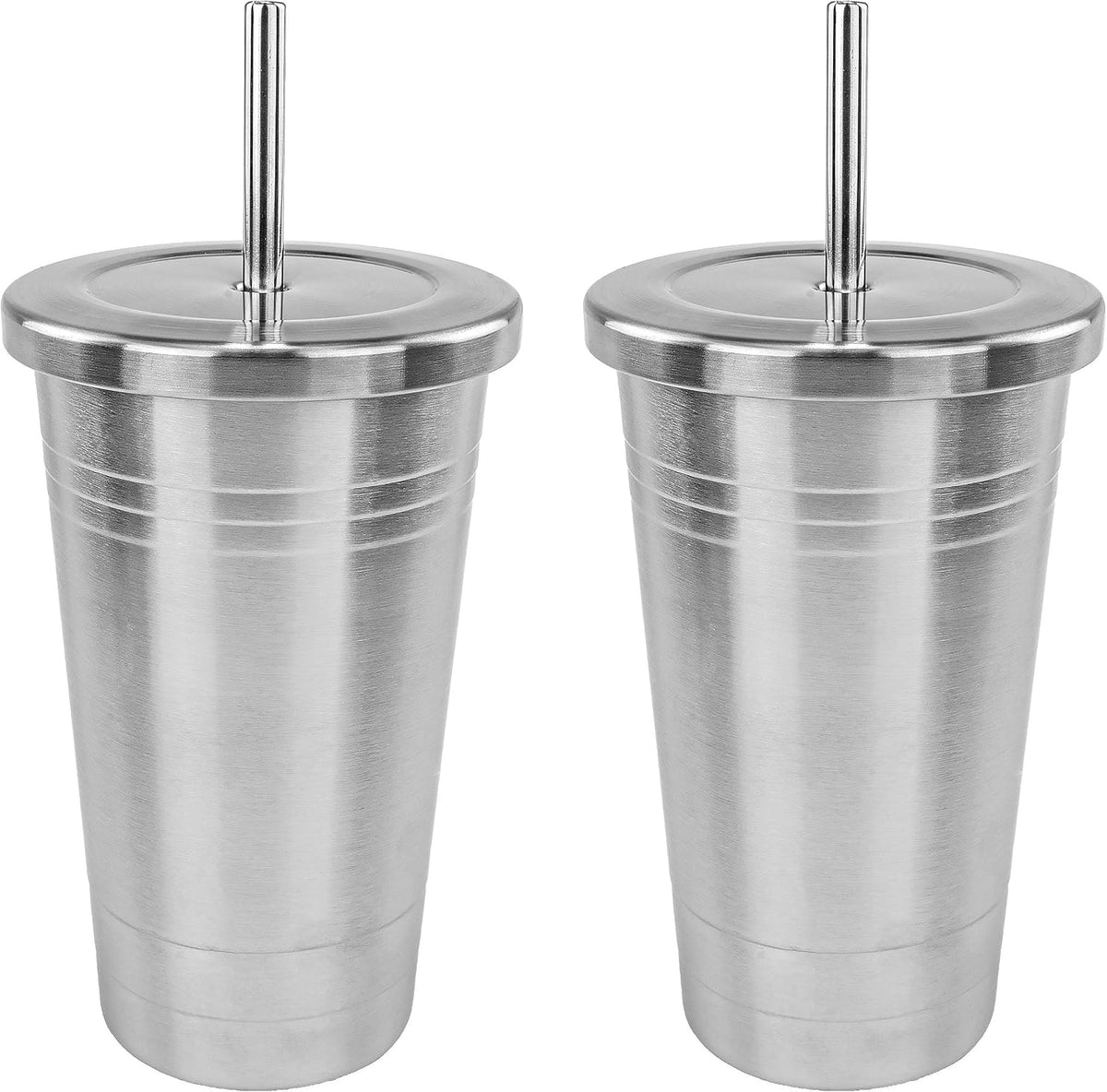 Stainless Steel Double-Walled Insulated Tumbler with Straw and Spill-Resistant Screw Top Lid, 20oz – Durable Travel Cup