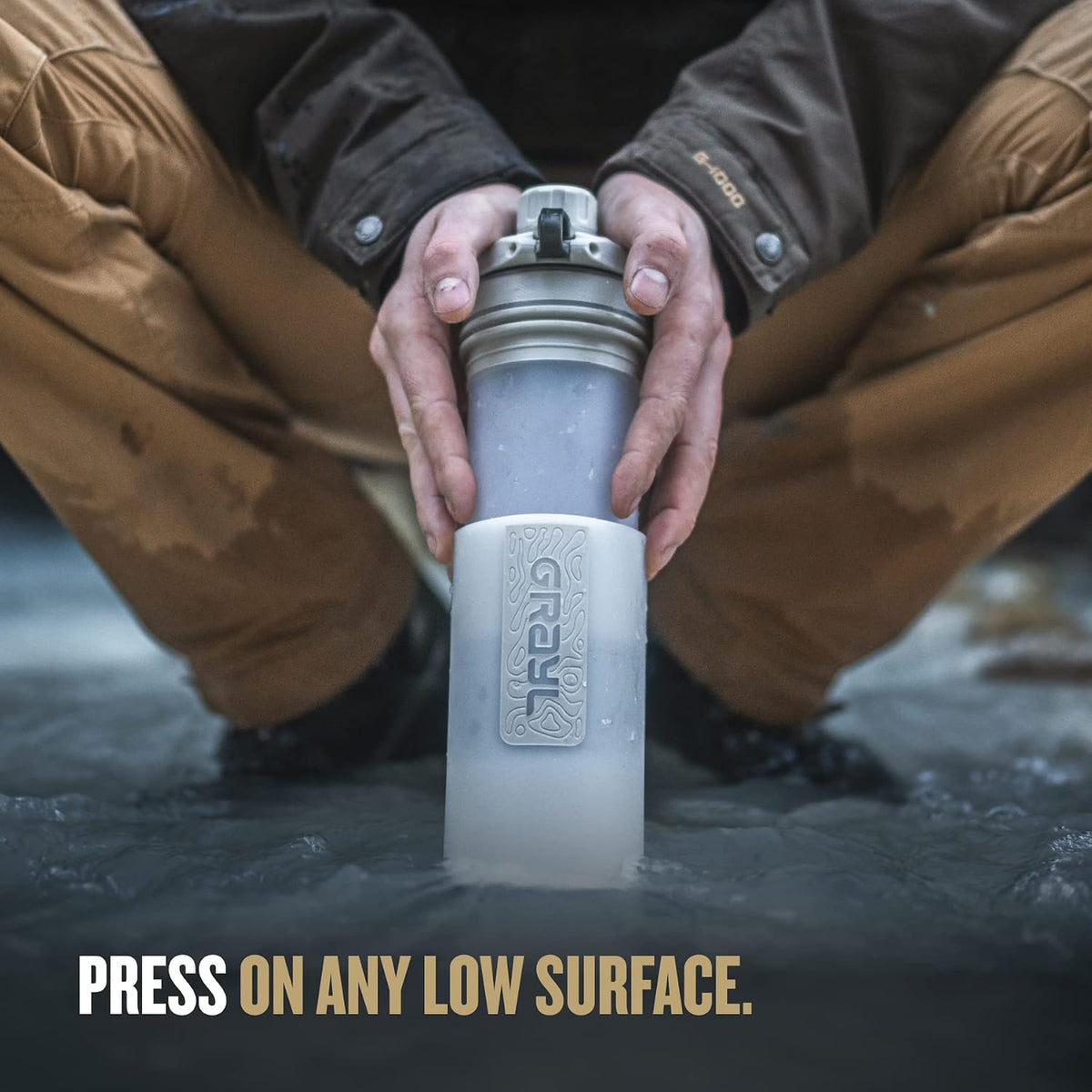GeoPress 24 oz Water Purifier & Water Filter Bottle, Bali Blue
