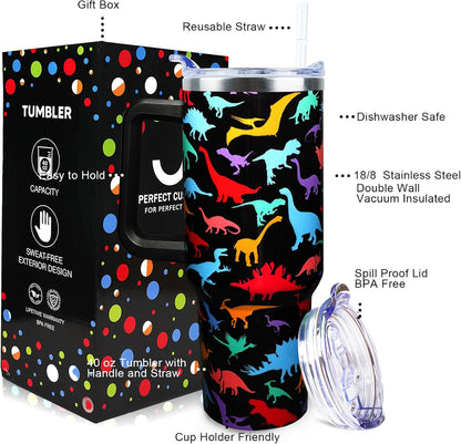 Dental 40 oz Tumbler with Handle Straw Lid Leak Proof | Travel Coffee Mug Insulated Hot Cold Ice Christmas Mothers Day Birthday Gifts for Women Dental