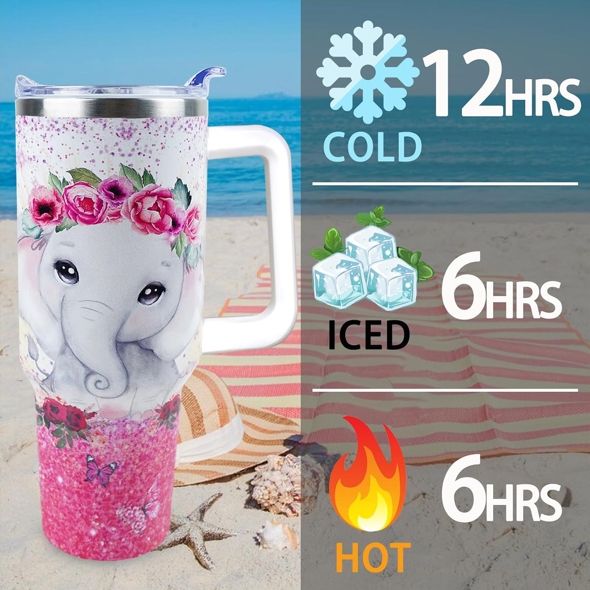 Dental 40 oz Tumbler with Handle Straw Lid Leak Proof | Travel Coffee Mug Insulated Hot Cold Ice Christmas Mothers Day Birthday Gifts for Women Dental