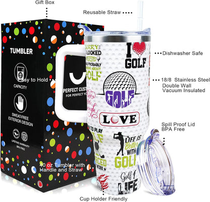 Dental 40 oz Tumbler with Handle Straw Lid Leak Proof | Travel Coffee Mug Insulated Hot Cold Ice Christmas Mothers Day Birthday Gifts for Women Dental