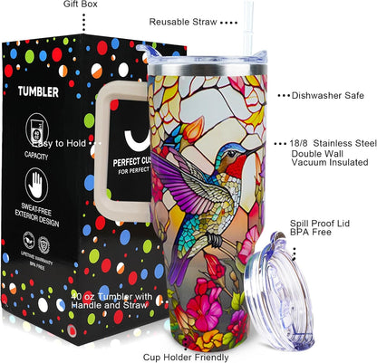 Dental 40 oz Tumbler with Handle Straw Lid Leak Proof | Travel Coffee Mug Insulated Hot Cold Ice Christmas Mothers Day Birthday Gifts for Women Dental