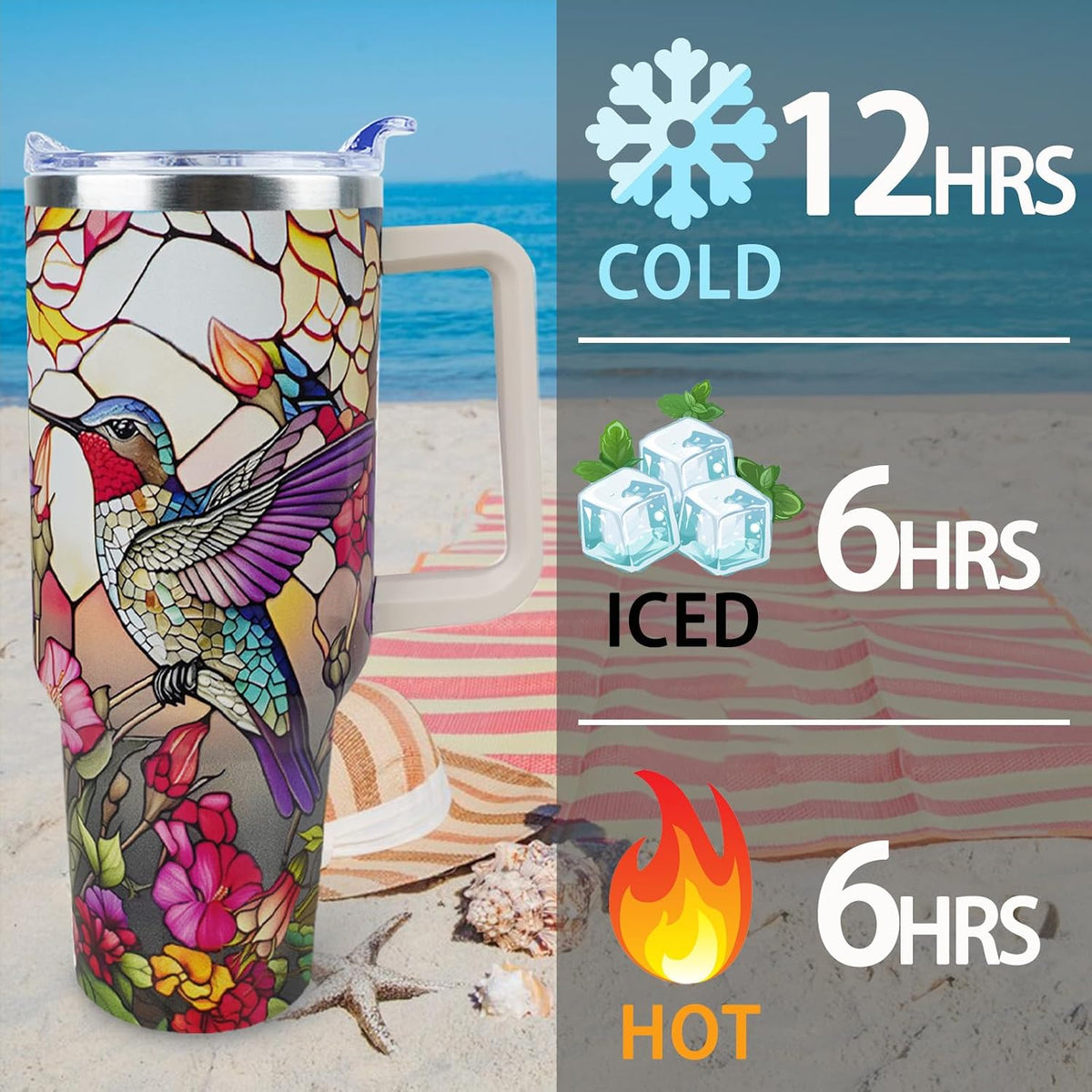 Dental 40 oz Tumbler with Handle Straw Lid Leak Proof | Travel Coffee Mug Insulated Hot Cold Ice Christmas Mothers Day Birthday Gifts for Women Dental