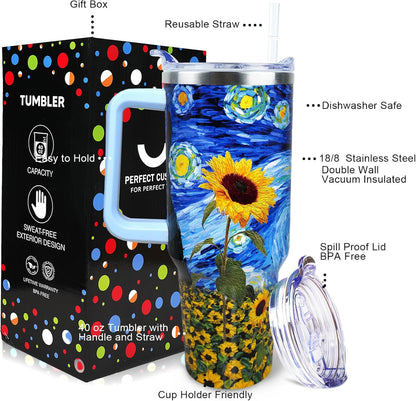 Dental 40 oz Tumbler with Handle Straw Lid Leak Proof | Travel Coffee Mug Insulated Hot Cold Ice Christmas Mothers Day Birthday Gifts for Women Dental