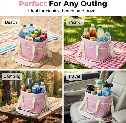 Family Size 4 Compartment Drink Bag, 2026 Tumbler Drink Bag Carrier with Adjustable Strap, Insulated Water Bottle Holder for Hiking, Walking, Sports, Travel