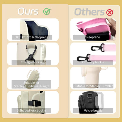 Water Bottle Holder with Strap, Insulated Crossbody Carrier Bag, Black