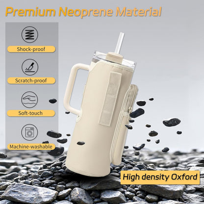 Water Bottle Holder with Strap, Insulated Crossbody Carrier Bag, Black