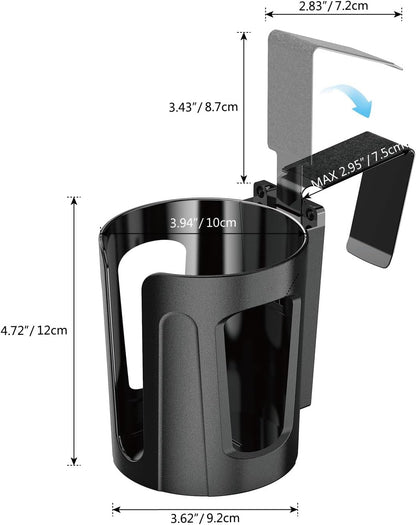 Large Car Door Cup Holder, Side Window Drink Holder, 2 Pack | Shockproof, Scratchproof, Doesn't Scratch Tint, Holds Large 8-40 oz. Bottles, Mugs and Other Big Drinks in 3.15"-3.93"
