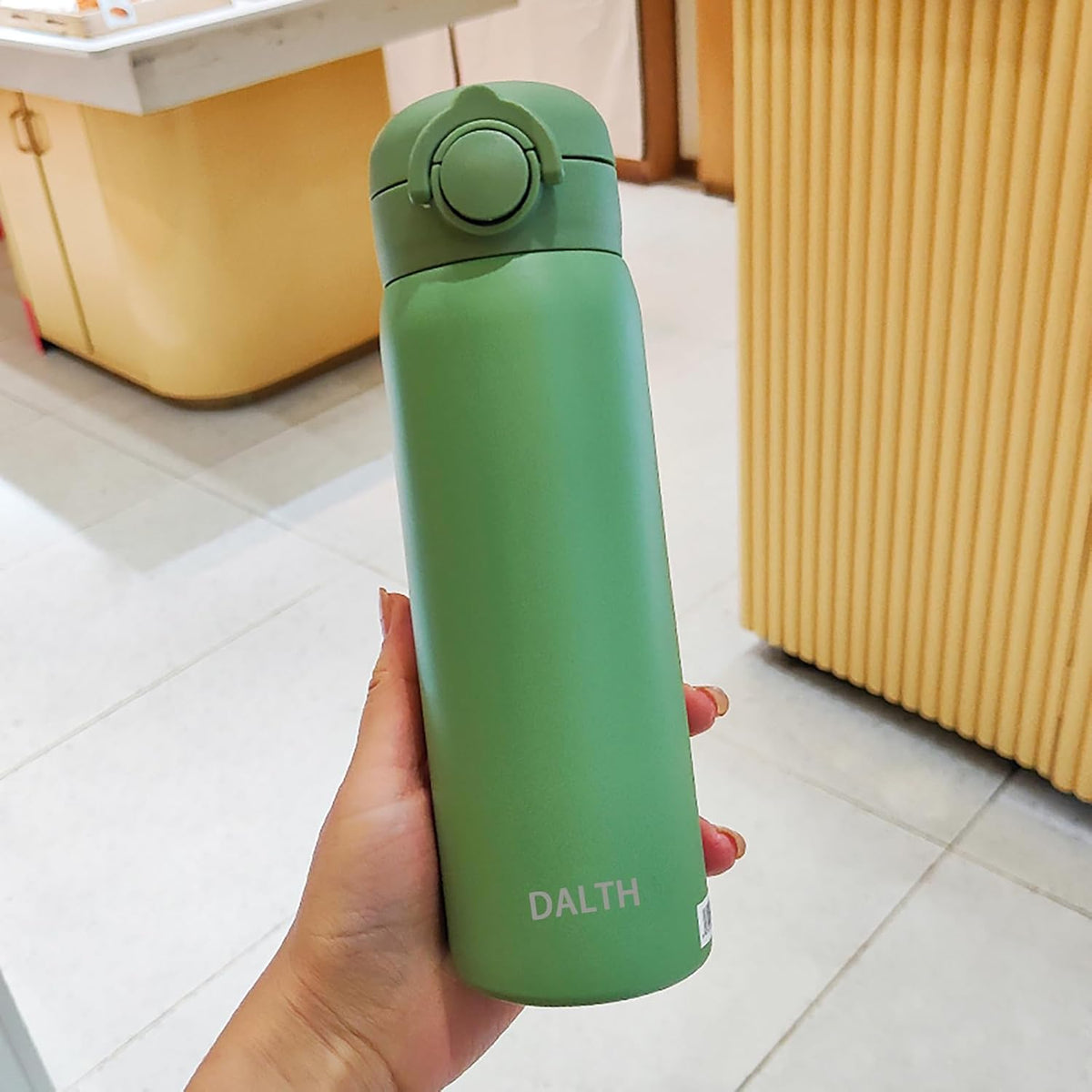 HuronTravel Mug Screw Cap Stainless Steel Drinking Cup100% LeakproofOne Click Safety LockVacuum Stainless Steel Water Bottle for School (green, 16.9, ounces)