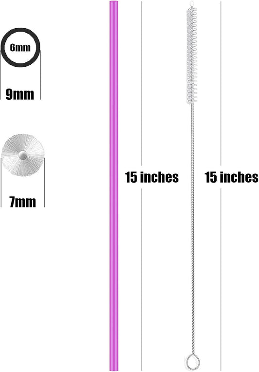 15 inch Extra Long Reusable Silicone Straws, 4-Pack Flexible Straws for Stanley 40 oz Tumbler, 1 Gallon Water Bottles, 128 64 30 oz Jug Cup with Cleaning Brush